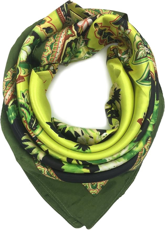 Silk Like Scarf Women's Fashion Pattern Large Square Satin Headscarf Headdress | Amazon (US)
