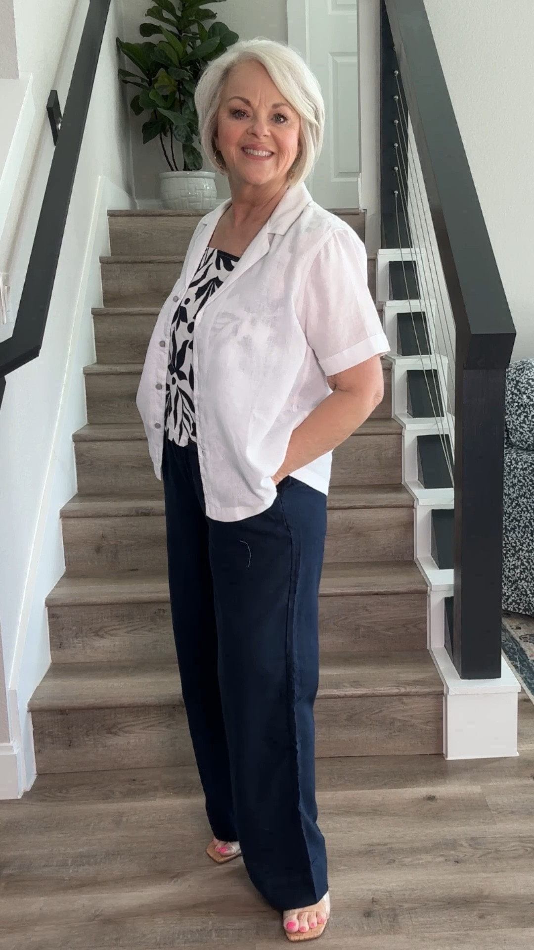 Navy and white linen blend outfit is so cute, classic and affordable!!! 

#LTKOver40 #LTKFindsUnder50 #LTKMidsize