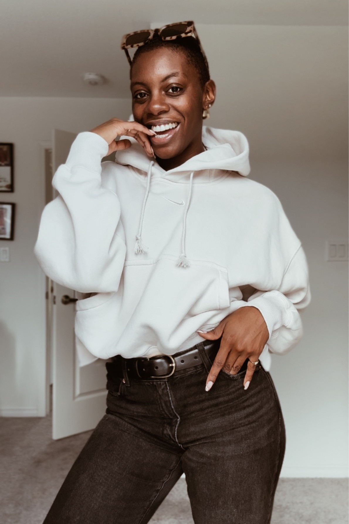 The perfect cozy cute fall outfit for a family birthday party. I just got these slouch jeans from Garage and they’re as comfortable as my favourite mom jeans from Joe Fresh! This oversized hoodie (xs) is warm enough to skip a coat 😍 size 5 in the jeans 🫶🏾

#LTKGiftGuide #LTKstyletip
