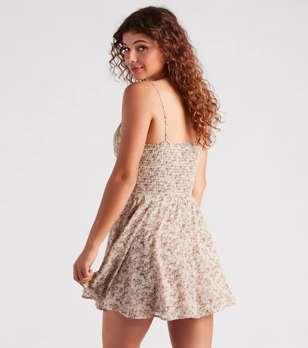 Romantic Roots Floral Chiffon Short Dress | Windsor Stores