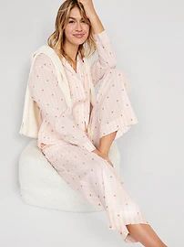 Oversized Printed Poplin Pajama Set for Women | Old Navy (CA)