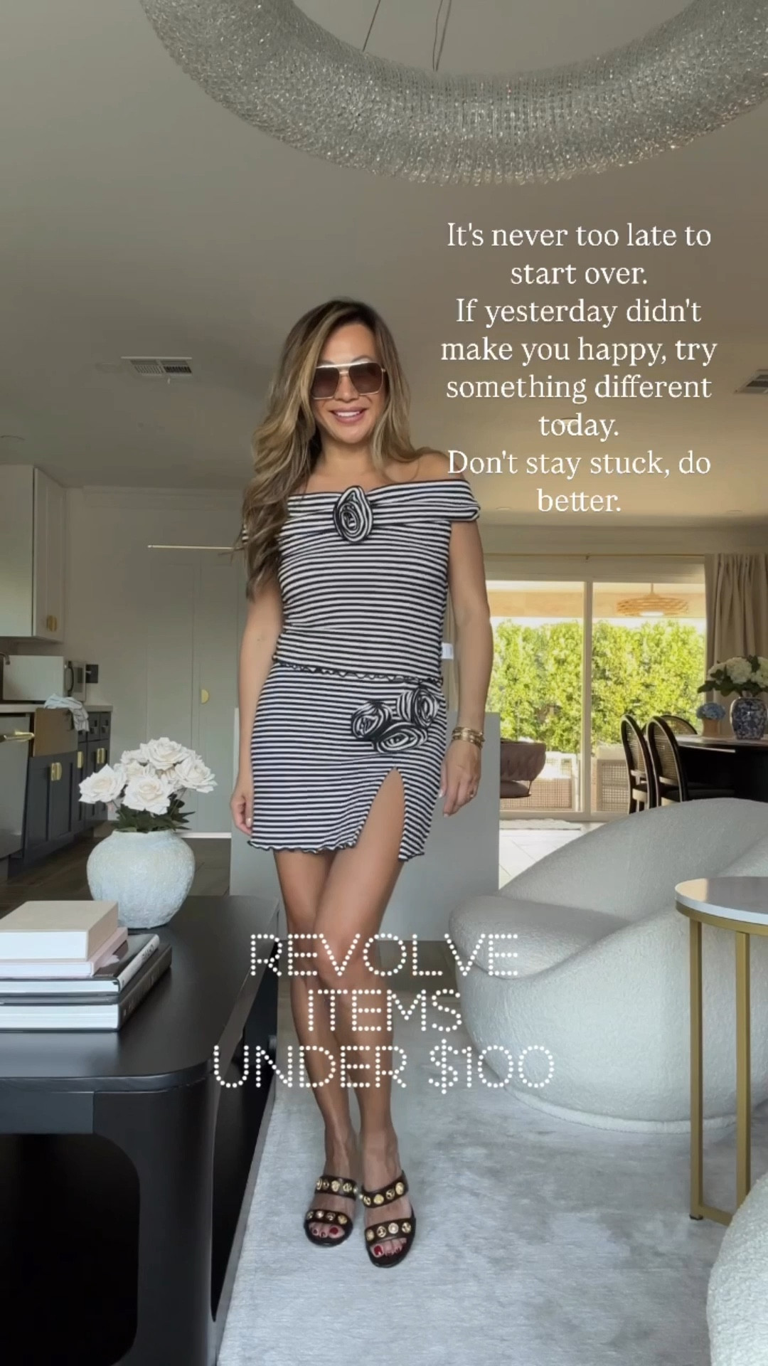 Revolve outfits. Items under $100. Size small on set which is on sale. Size medium in tweed but could have find a small. Chic outfits for spring. Stripe off shoulder top and skirt. Tweed dress 

#LTKStyleTip #LTKFindsUnder100 #LTKOver40