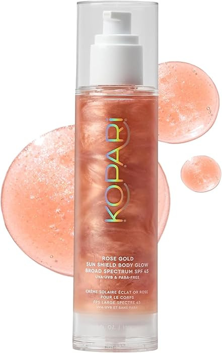 Kopari Sun Shield Body Glow, Broad Spectrum SPF 45, Lightweight Shimmering Gel Texture Absorbs Qu... | Amazon (US)