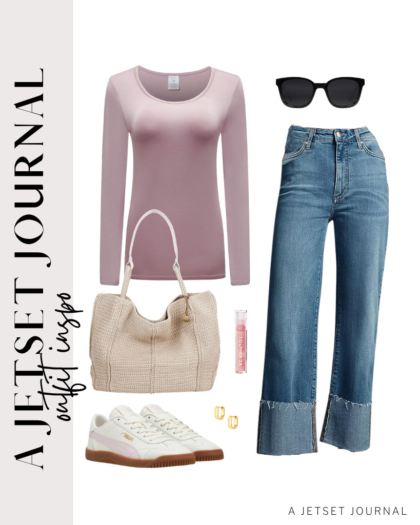 This pale pink scoop-neck T-shirt is a chic top for KUNMI’s cuffed wide-leg jeans. PUMA also has these cozy sneakers that pair well with this outfit. I also think this large tote bag from The Sak would be a nice way to style.


#LTKSeasonal #LTKSaleAlert #LTKTravel 

 