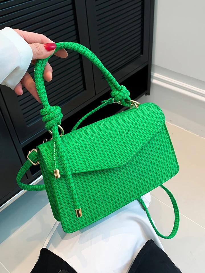 New Arrival Green Vintage Woven Texture Handbag Women's Shoulder & Crossbody Bag | SHEIN