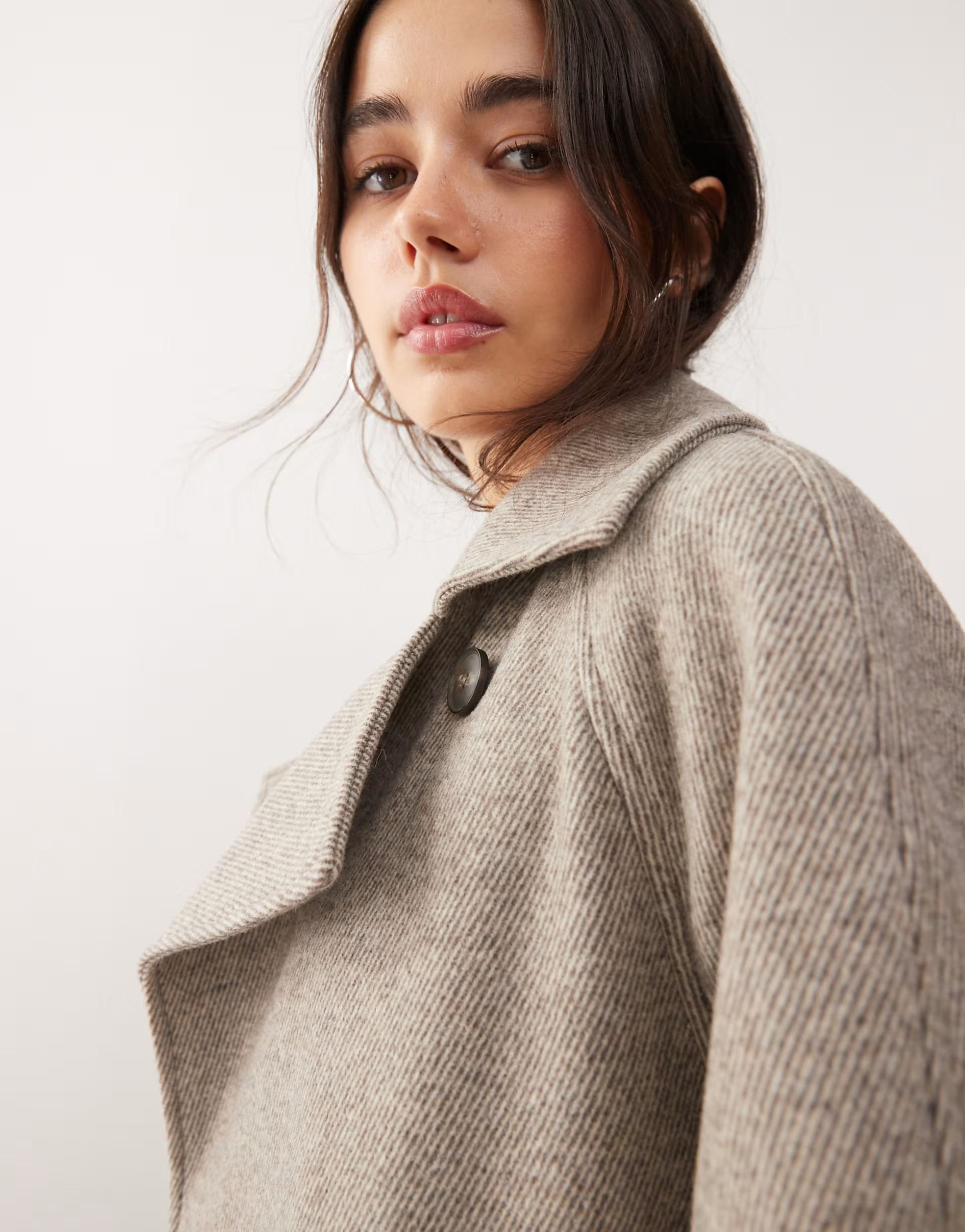 Weekday Kia wool blend oversized coat with tie waist detail in mole melange | ASOS (Global)