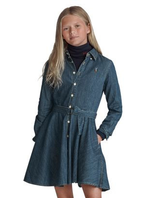 Girls' Denim Shirt Dress with Belt - Little Kid, Big Kid | Bloomingdale's (US)
