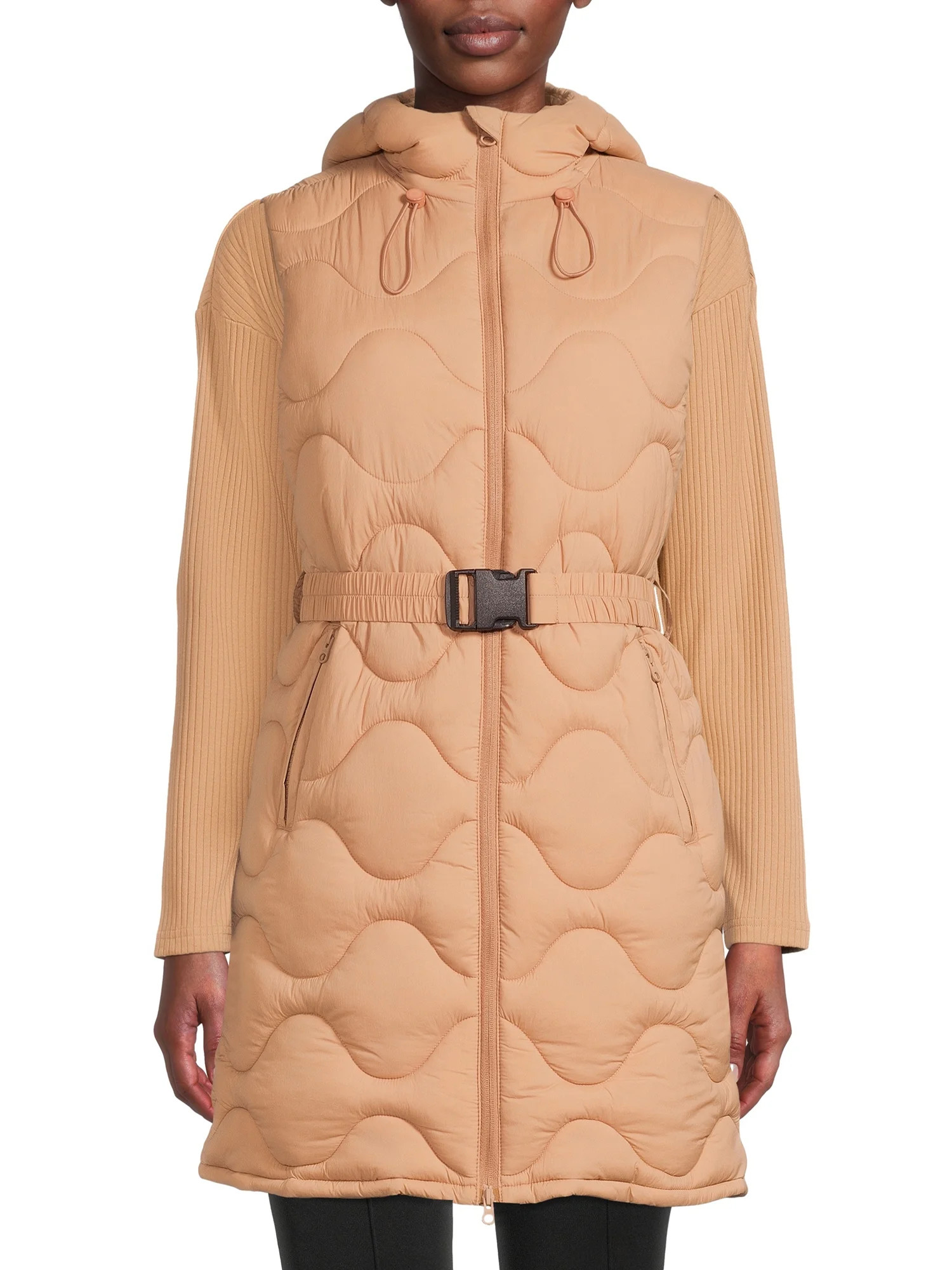 Swiss Tech Women's and Plus Long Onion Quilted Vest with Hood - Walmart.com | Walmart (US)