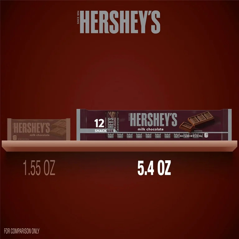 Hershey's Milk Chocolate Snack Size Candy, Bars 0.45 oz, 12 Count - Walmart.com | Walmart (US)