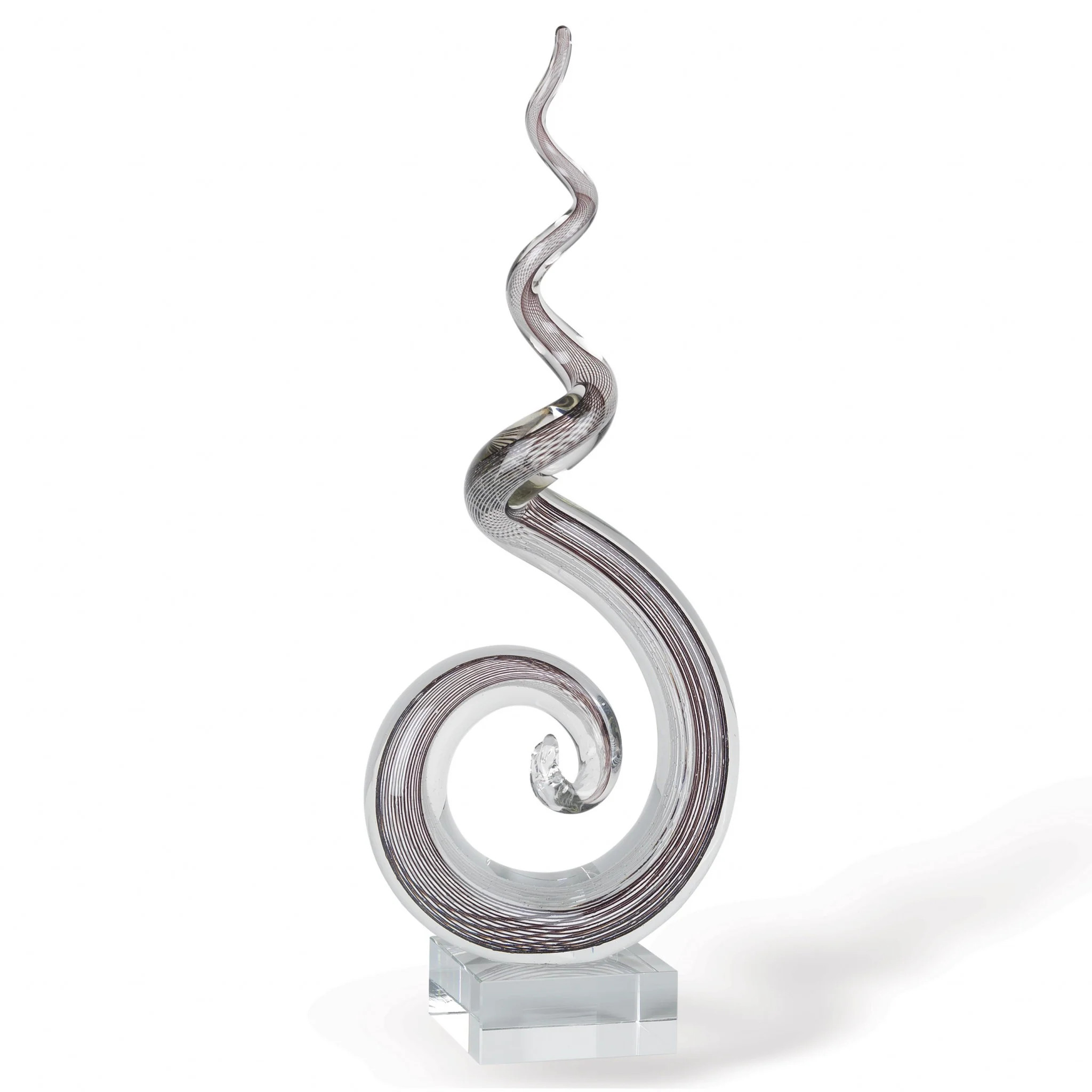20" Clear and Brown Murano Glass Modern Abstract Tabletop Sculpture | Shop Simon