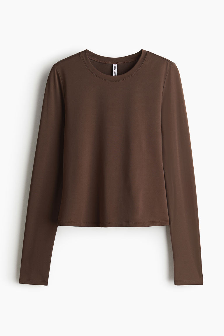 H & M - Top à manches longues en microfibre - Chocolat | H&M (FR, IT, ES, PT, BE)
