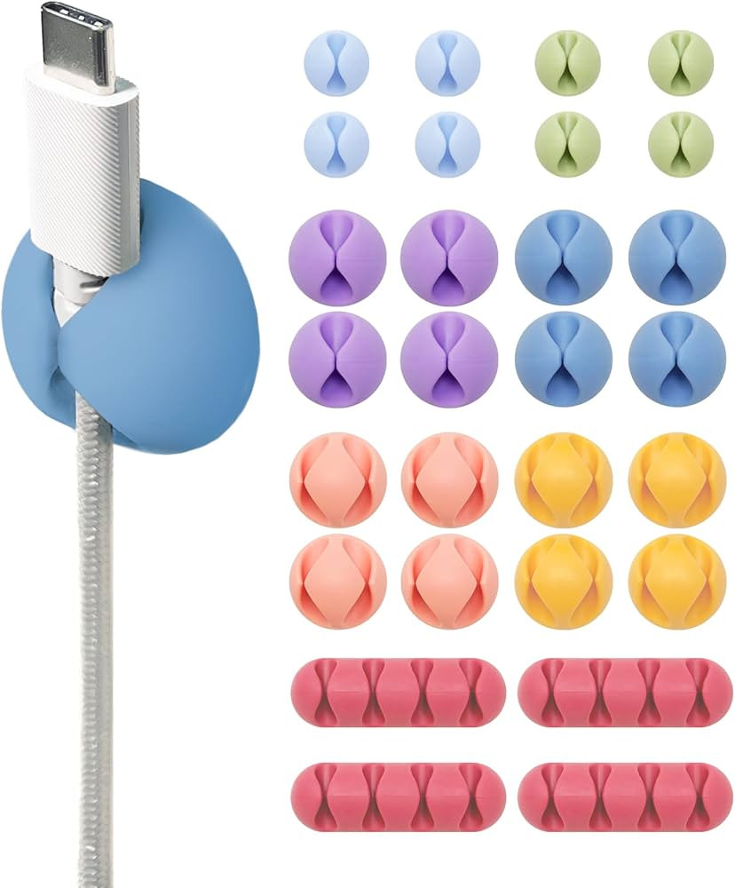 Wrap-It Storage Cable Clips - (Assorted 28-Pack) Macaron - Desk and Nightstand Cable Holder for P... | Amazon (US)