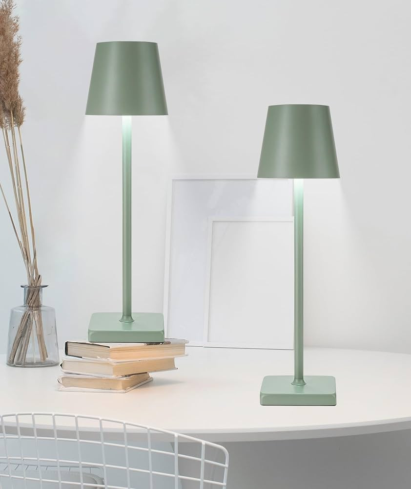 HASUN 2 Pack Cordless Table Lamp, Portable LED Desk Lamp, 5200mAh Battery Operated Lights, 3 Colo... | Amazon (US)