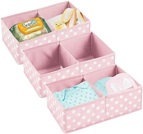 mDesign Soft Fabric 2 Section Polka Dot Dresser Drawer and Closet Storage Organizer for Child/Kids R | Amazon (US)