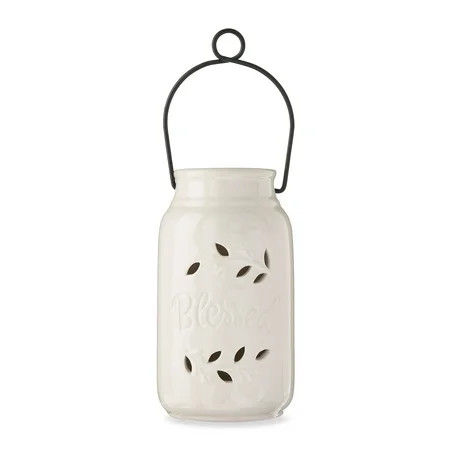 Way To Celebrate Harvest Tabletop Decoration White Ceramic Lantern Blessed | Walmart (US)