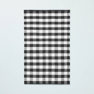 Textured Gingham Indoor/Outdoor Woven Area Rug Dark Gray/Cream - Hearth & Hand™ with Magnolia | Target