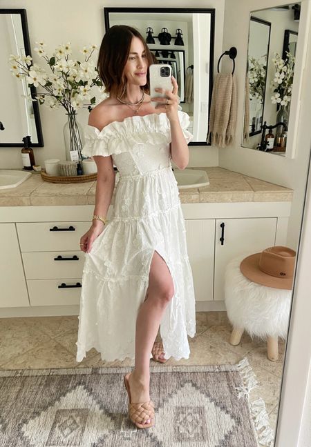 FASHION \ white off the shoulder dress favorite for the summer 🤍

Wedding
Bride 
Vacation 
White dress
Resort 

#LTKSeasonal #LTKStyleTip