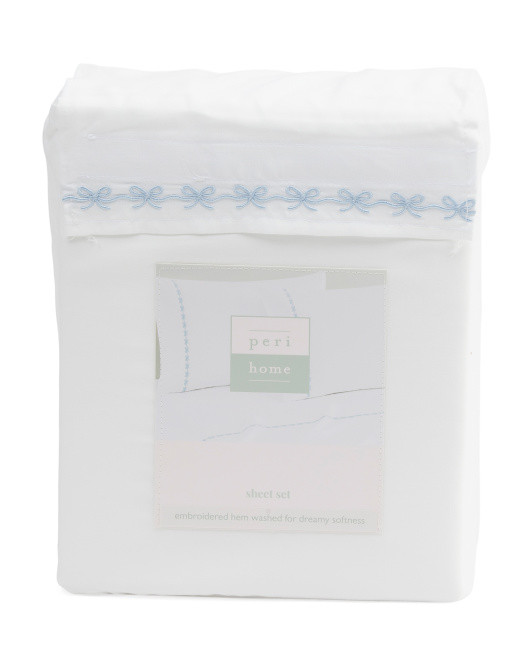 Embroidered Bow Sheet Set | TJ Maxx