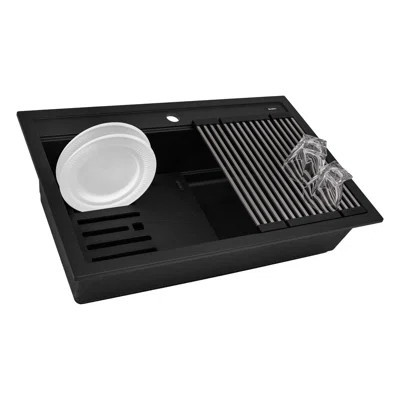 Ruvati 34-inch epiCube Granite Composite Quartz Workstation Drop-in Topmount Kitchen Sink - | Wayfair North America