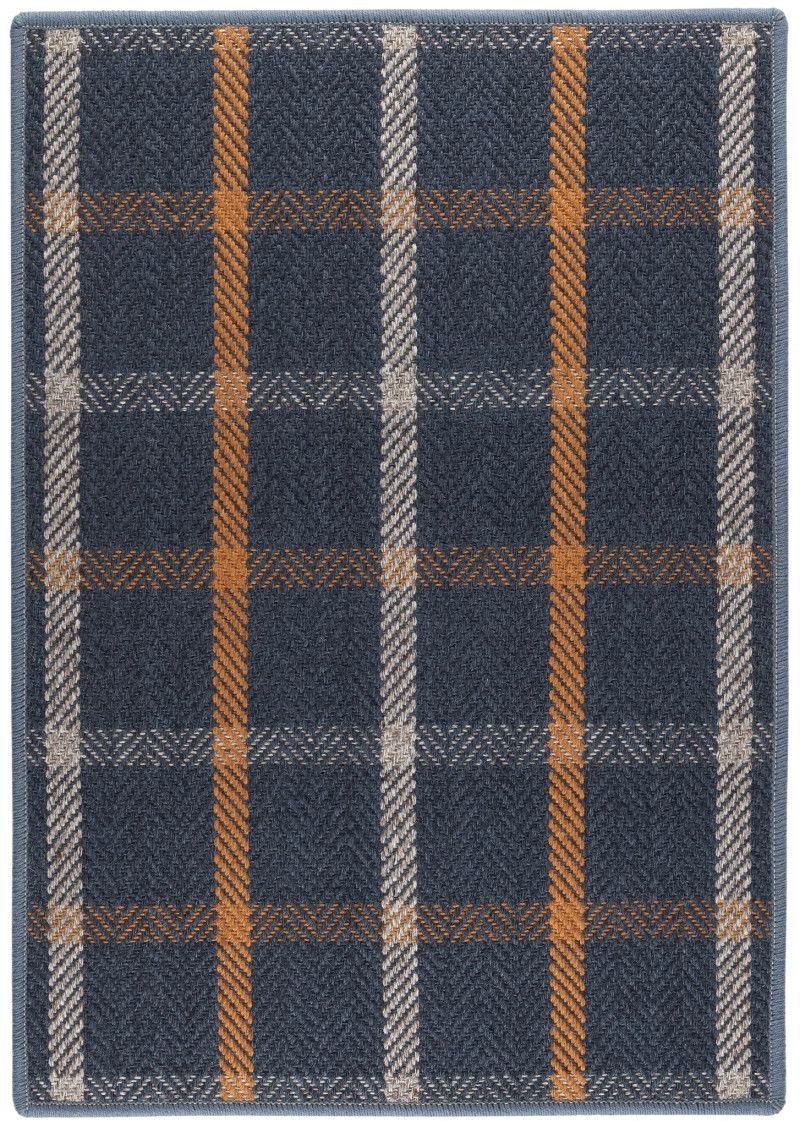 Jackson Navy/Ivory Woven Wool Custom Rug | Annie Selke