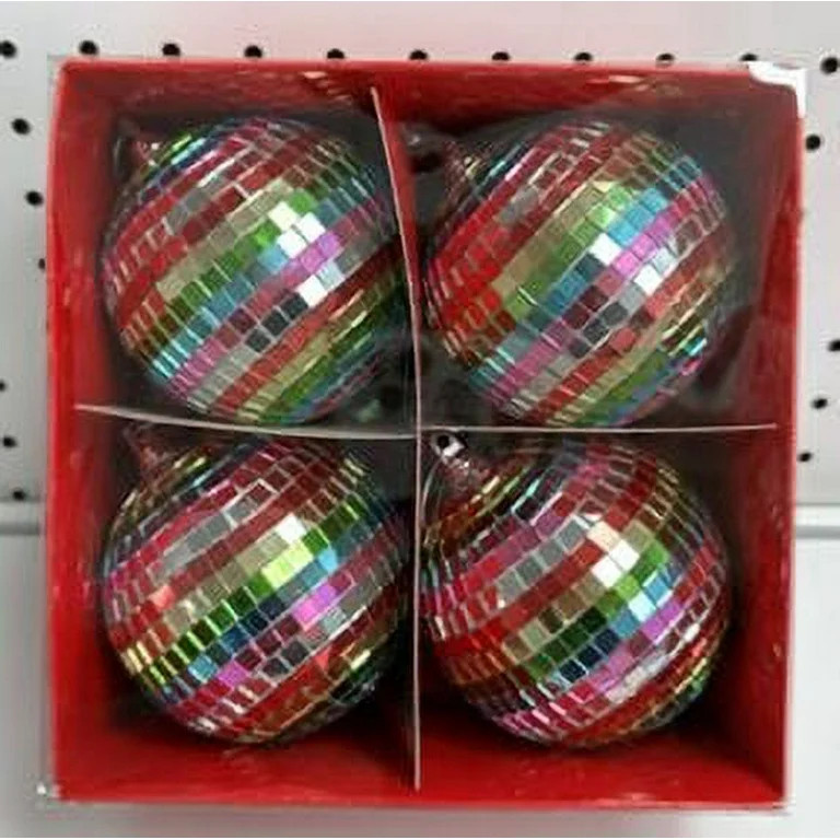 Multicolor Disco Ball Christmas Ornament, 4 in, 4 Count, by Holiday Time | Walmart (US)