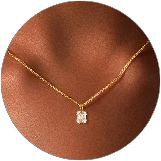 Luxval Diamond Pendant Gold Necklace for Women\uff0cDainty 18k Gold Plated Choker Necklaces Simpl... | Amazon (US)