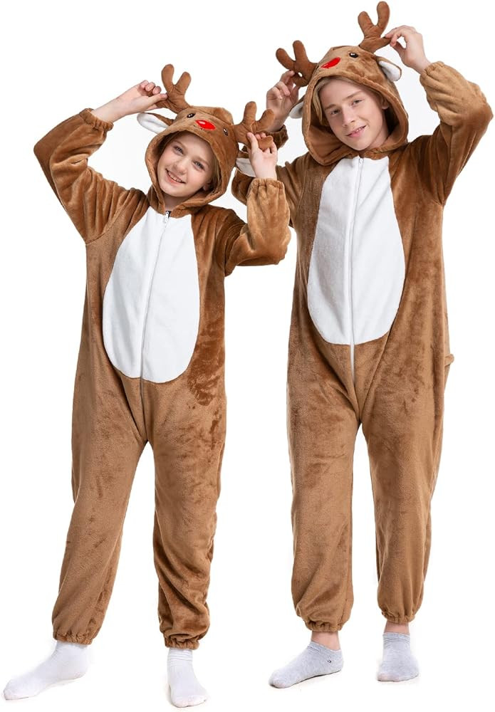 HSCTEK Kids Christmas Flannel Onesie with Hood Boys Girls | Amazon (US)