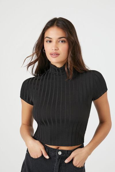 Ribbed Mock Neck Crop Top | Forever 21