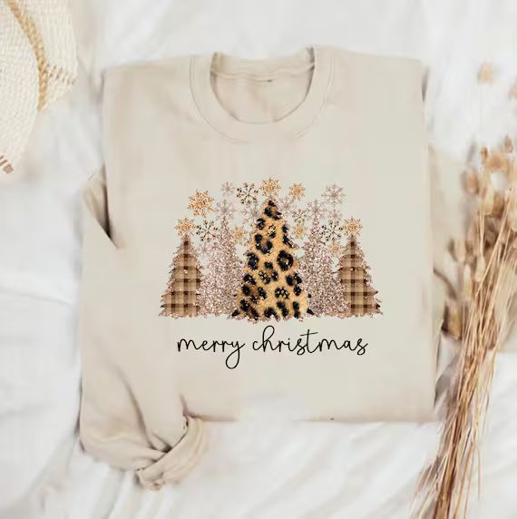 Leopard Christmas Tree Sweatshirt Christmas Family Pajama | Etsy | Etsy (US)