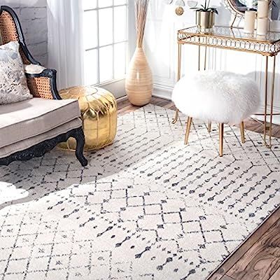 nuLOOM RZBD16A Moroccan Blythe Area Rug 8' x 10' Grey/Off-white | Amazon (US)