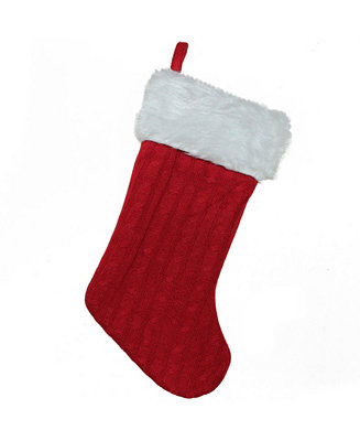 Cable Knit and Faux Fur Cuff Decorative Christmas Stocking | Macy's