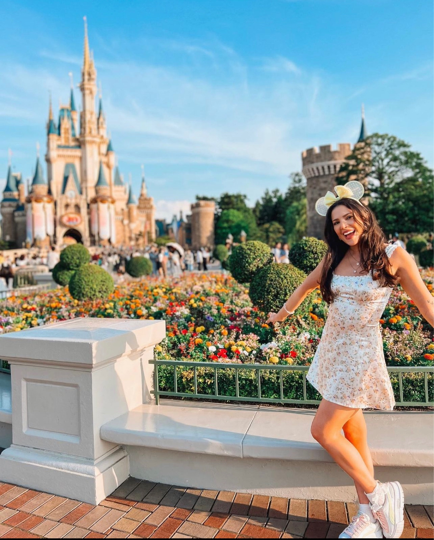 Tokyo Disney fit 💫✨ Puma Mayze’s are some of my FAV sneakers!!! They don’t have the pink and green combo anymore but I added a similar color scheme that goes perfectly w this dress 🫶🏼 Ears are from Disneyland Tokyo!

#LTKAsia #LTKtravel