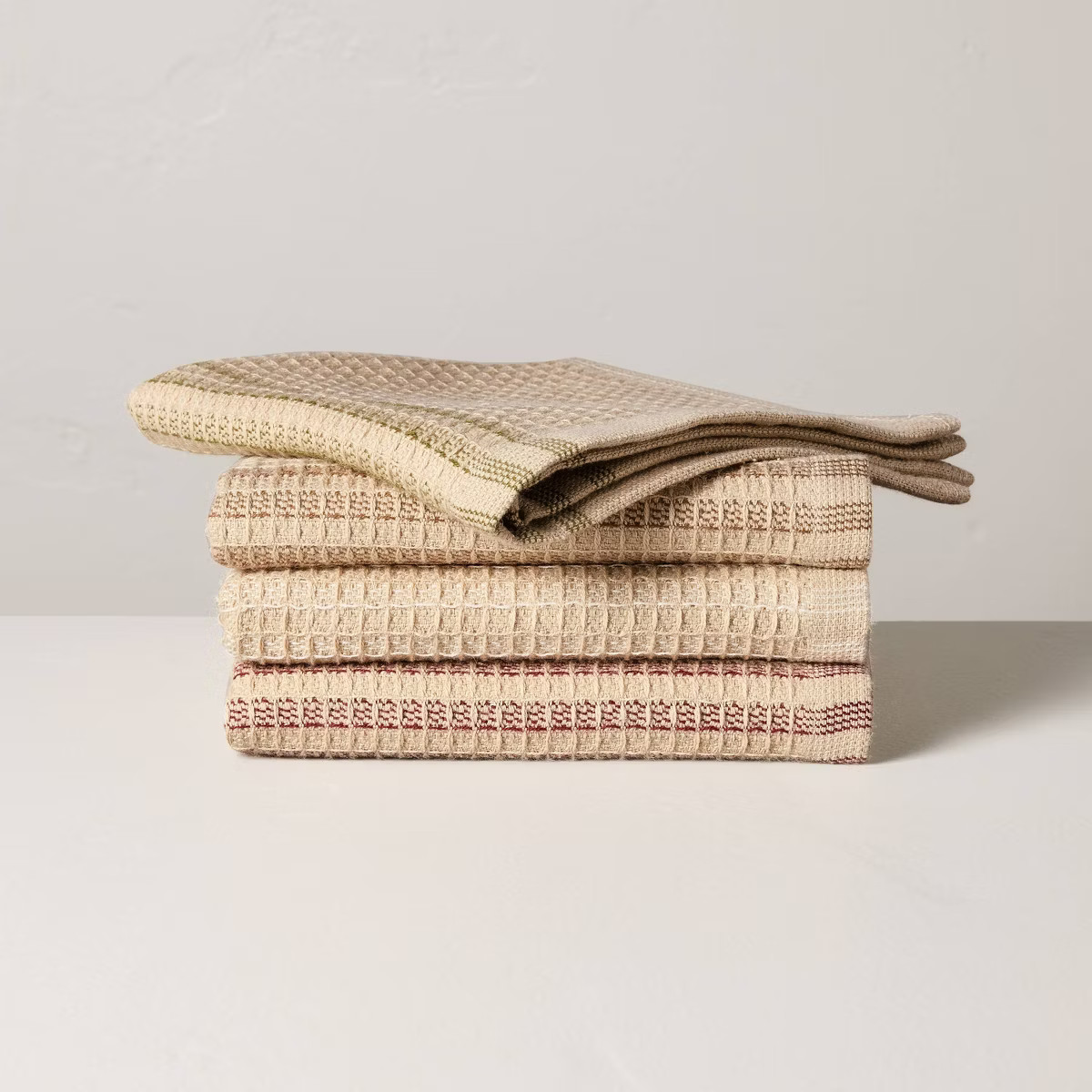 Set of 4 Fall Dishcloths Cream with Stripes - Hearth & Hand™ with Magnolia | Target