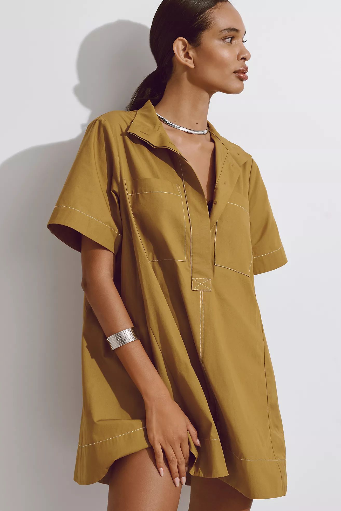 The Jeannie Short-Sleeve A-Line Mini Dress by Maeve | Anthropologie (US)