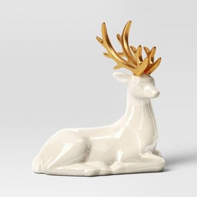 Shiny Ceramic Sitting Deer Ivory - Threshold™ | Target