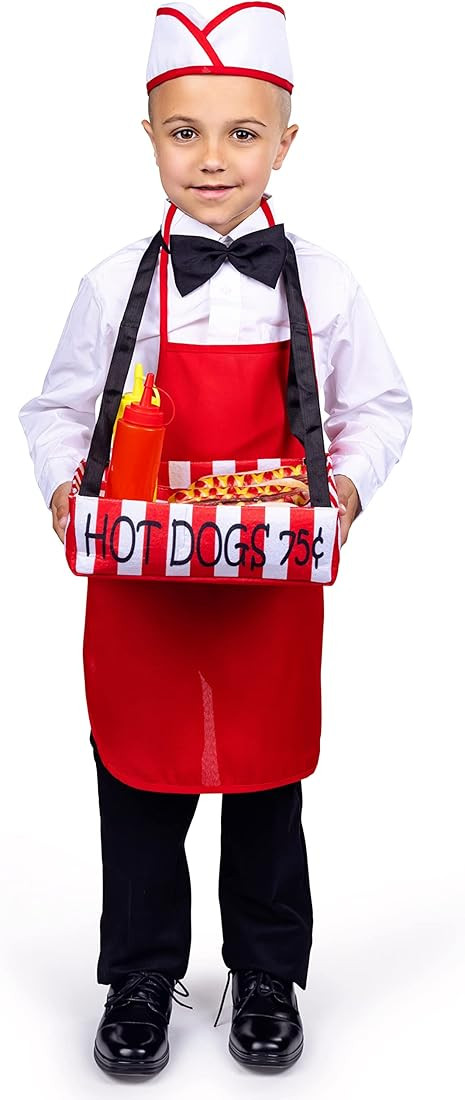 Dress Up America Hot Dog Vendor Costume - Kids Waiter Costume Set - Halloween Boys Dress-Up | Amazon (US)
