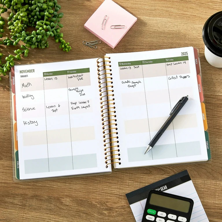 Pen+Gear 13-Month Monthly Teacher Planner, 7.75" x 9.1", Green, July 2025-July 2026 | Walmart (US)