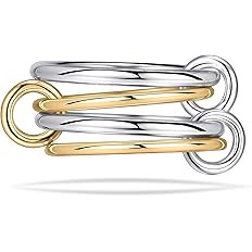 NOKMIT 14K Gold Plated 4 Interlocking Stackable Rings Set with CZ Cubic Zirconia Gold & Silver Mi... | Amazon (US)