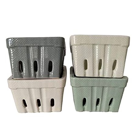 First of a Kind Stoneware Berry Baskets - Set of 4 Berry Containers Bowl - Multicolor - 4.25 Inch Sq | Walmart (US)