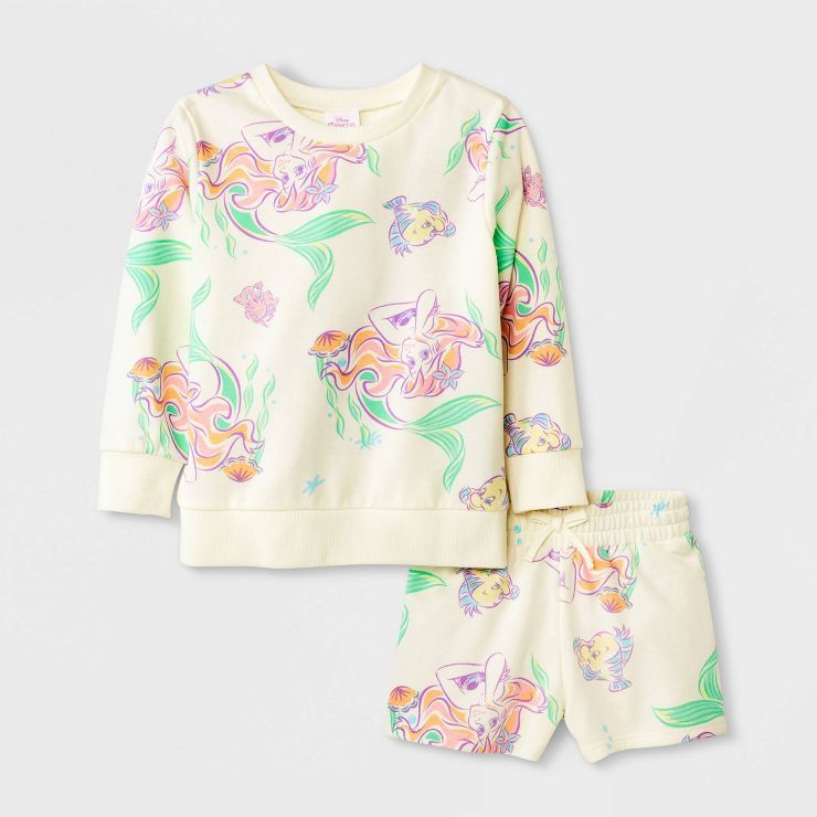 Toddler Girls' Disney Princess Mermaid Top and Bottom Set - Beige | Target