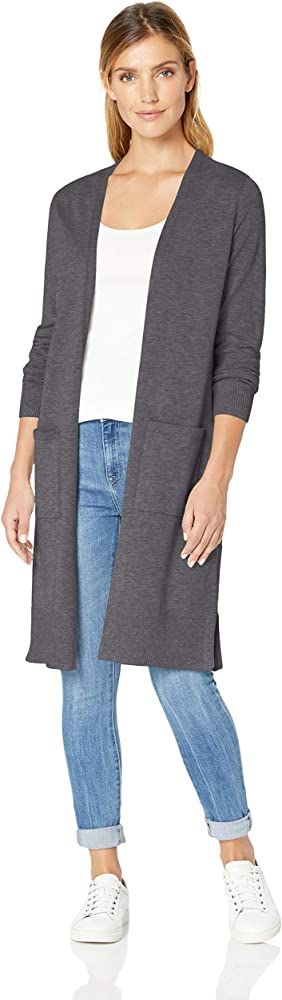 Amazon.com: Amazon Essentials Women's Lightweight Long-Sleeve Longer Length Cardigan Sweater, Cha... | Amazon (US)