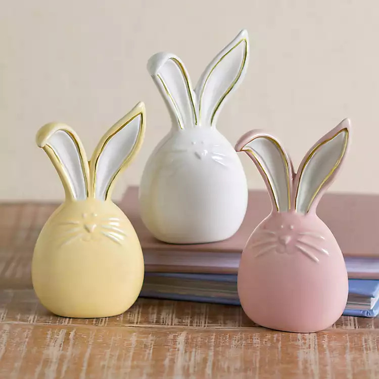 Colorful Ceramic Bunny Figurines, Set of 3 | Kirklands
