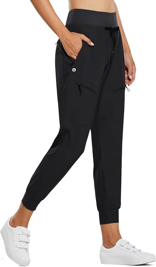 baleaf Women's Joggers Lightweight Hiking Pants High Waist 5 Zipper Pockets Quick Dry Travel Athl... | Amazon (US)