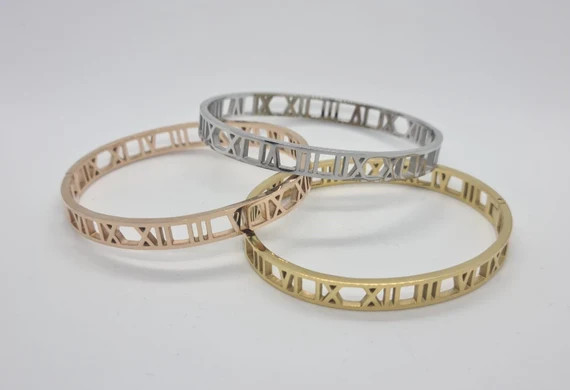 Women's Roman Numeral Bracelet/Bangle | Etsy (US)