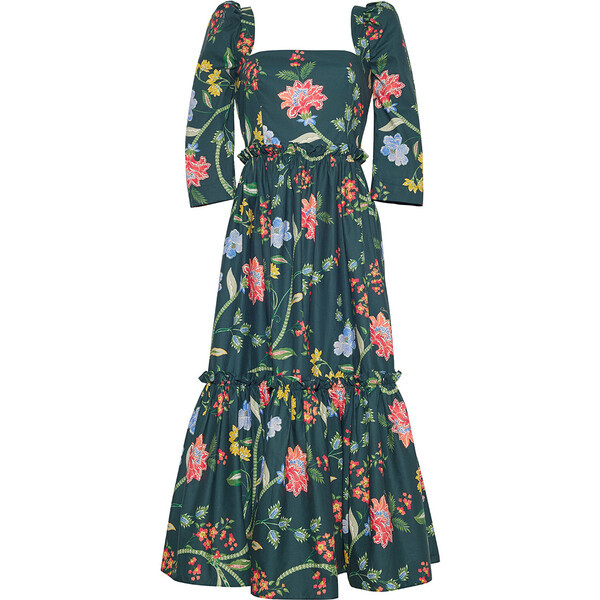 Blue Hill Dress, Ophelia Floral Emerald | Maisonette