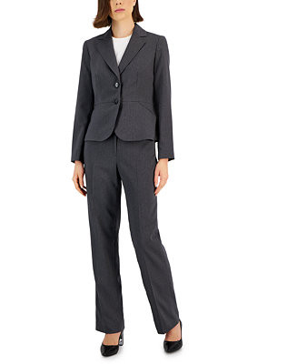 Women's Two-Button Pinstriped 2 Piece Pantsuit, Regular & Petite | Macy's