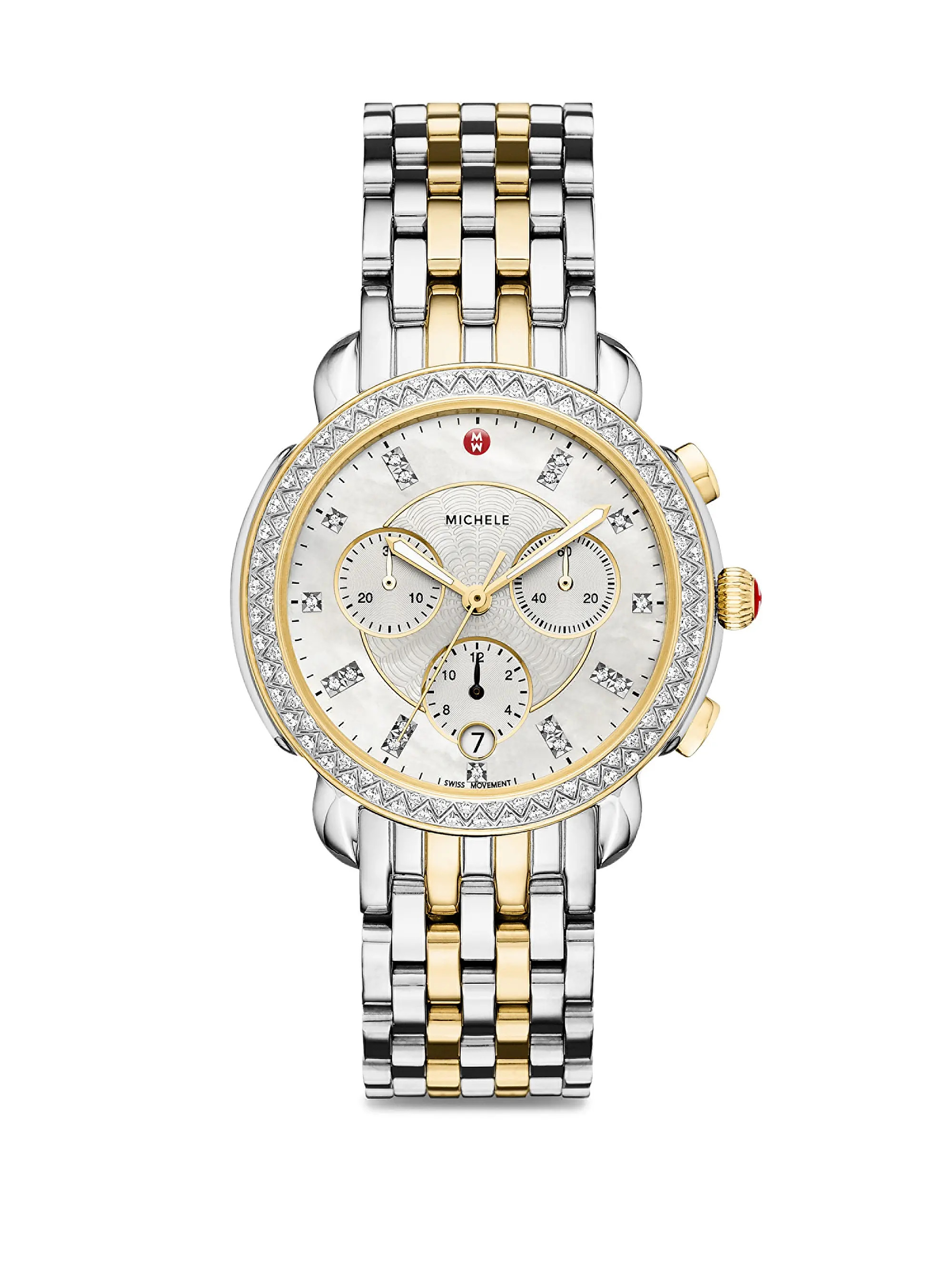 Shop Michele Sidney Chronograph Bracelet Watch | Saks Fifth Avenue | Saks Fifth Avenue