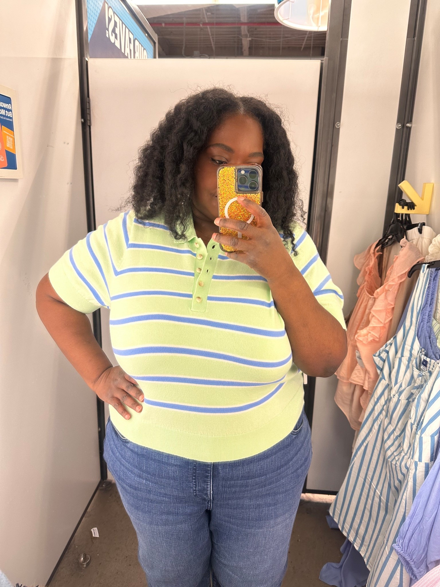Stripe polo top for spring 

#LTKPlusSize #LTKMidsize #LTKOver40