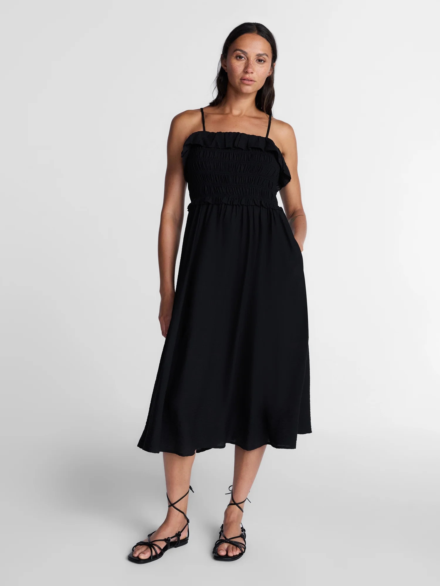 Time and Tru Women's Sleeveless Smocked Midi Dress, Sizes XS-XXXL | Walmart (US)