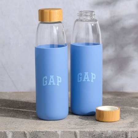 Gap Home 17-Ounce Hydration Glass Bottle with Dark Blue Silicone Sleeve and Bamboo Lid , Set of 2 | Walmart (US)